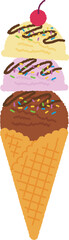 Obraz na płótnie Canvas Waffle cone ice cream. Tasty toppings.