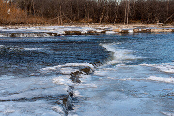 Winter At The Fox River Rapids At Kaukauna, Wisconsin