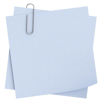 Note paper with paper clip. 3D illustration.
