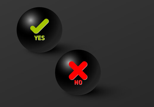 Set of black minimalist sphere icons for various status - yes, no, accept, cancel