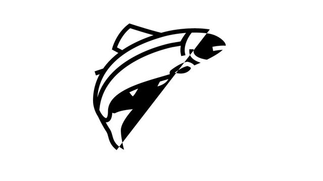 salmon fish line icon animation