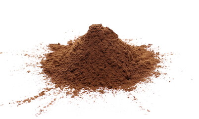 Pile cocoa powder isolated on white  