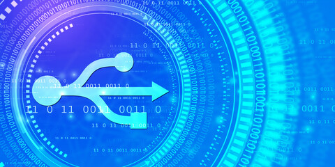 2d rendering USB icon illustration
