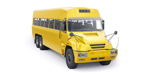 Fototapeta na wymiar School yellow bus to transport schoolchildren to school. 3D illustration.