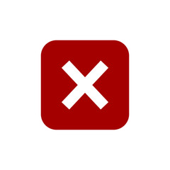 Checkmark icon simple line style vector. Red cros in box symbol of not aproved, bad Quality, not success or not confirmed status. vector illustration design.