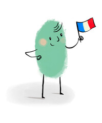 cute doodle holding french flag