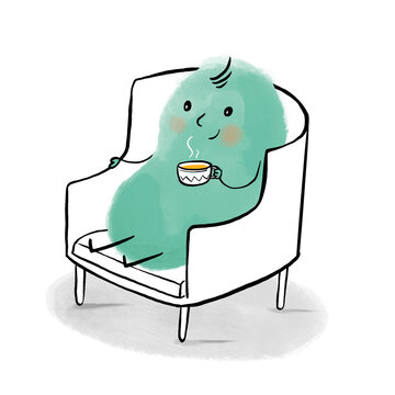 resting by taking a cup of coffee