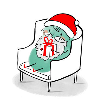 santa claus with gift