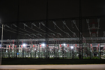 A substation in Austria at night