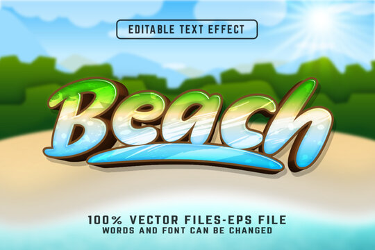 Beach text effect editable modern lettering typography font style