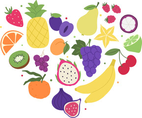 Fruit and veggies rainbow composition