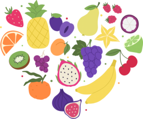 Fruit and veggies rainbow composition