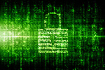 2d illustration Safety concept: Closed Padlock on digital background