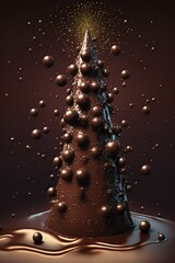 Christmas tree and decoration made of milk chocolate