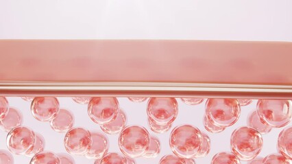 3d Animation Serum through the skin cells for repair wrinkles. Skin structure layer microstructure. Concept for Repair skin cell. Skin collagen up.	
