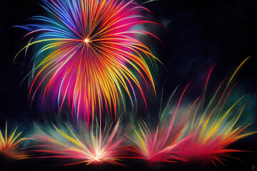 Colored festive fireworks. AI generated.