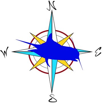 recommend clip art: Marlin silhouette and compass