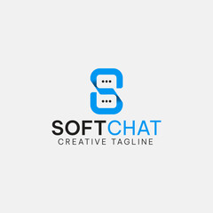 S letter and negative chat icon logo template