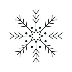 Black snowflake icon isolated on white background. Christmas and New year design element, frozen symbol, Vector illustration