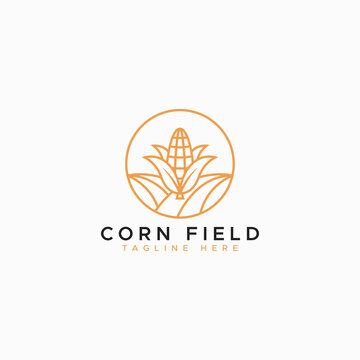 Corn Field Minimalist Logo Concept for Agricultural and Food Business