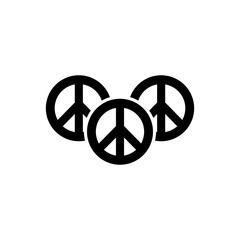 Peace sign icon Black on white background. 