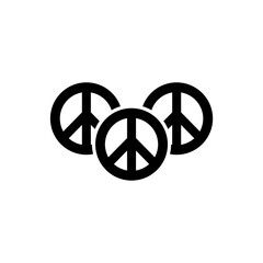 Peace sign icon Black on white background. 