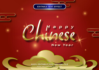 Happy new year chinese text. editable text effect. template font mockup vector