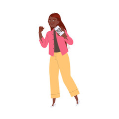 Young Woman Showing QR Code on Her Smartphone Vector Illustration