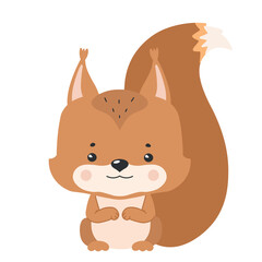 Red squirrel - cute illustration for children's rooms, cards, postcards, posters. Vector illustration.