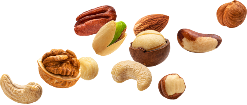 Set of flying nuts isolated