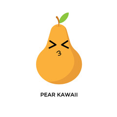 flat icon pear kawaii illustration