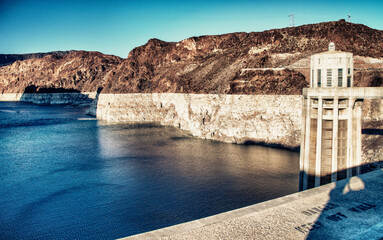 Naklejka premium Powerful plant of Hoover Dam in summser season, USA