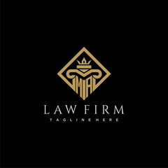 MA initial monogram logo for lawfirm with pillar in creative square design - obrazy, fototapety, plakaty