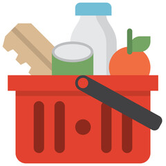 buy groceries flat icon