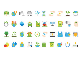 Ecology icon pack with flat style