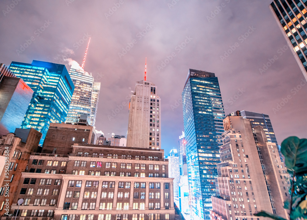 Canvas Prints night lights of new york city. skyscrapers of manhattan, usa