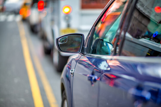 City Congested Traffic, Row Of Cars Blocked