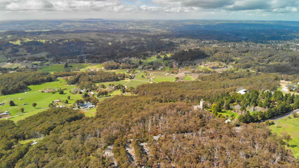 Fototapeta na wymiar Adelaide countryside aerial panorama from Mount Lofty Conservation Park, Australia from drone
