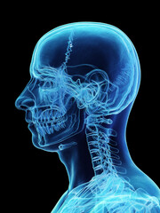3d rendered medical illustration of the skeletal structure of the head and neck