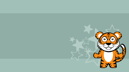 cute chibi tiger kid character cartoon background poster illustration in vector format
