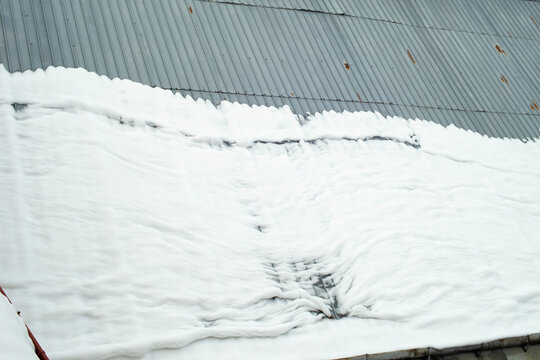 Snow Melting On A Metal Roof