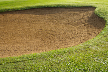 sandpit bunker golf course backgrounds, The sandpit on the golf course fairway is used as a hurdle for athletes to compete
