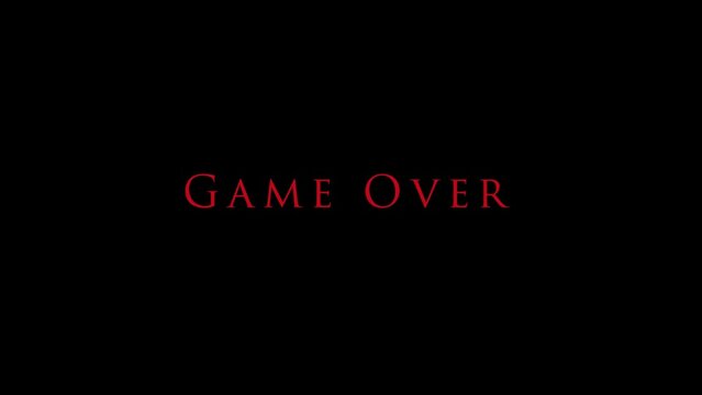 Game over text animated video for games.
