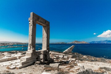 Entrance of Apollo Temple in Naxos, Greece.