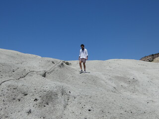 Surreal volcanic moon landscape near Cane Malu beach. Bosa, Sardinia, Italy,