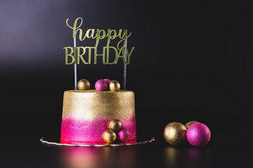 birthday cake with black background © fabio