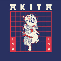 funny vector illustration of cat as a samurai , it can be use for shirt design or poster