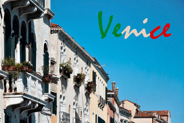 Architecture of Venice, Italy. Postcard from Venice