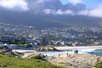 Fototapeta na wymiar Camps Bay beach, the popular tourist destination in Cape Town, South Africa