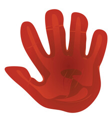 Red baby hand print. vector illustration
